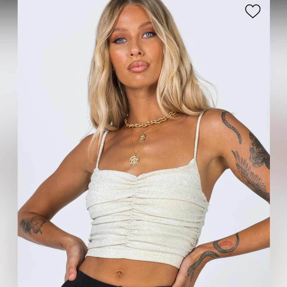Princess Polly | GiGi Glitter Champagne Crop Top